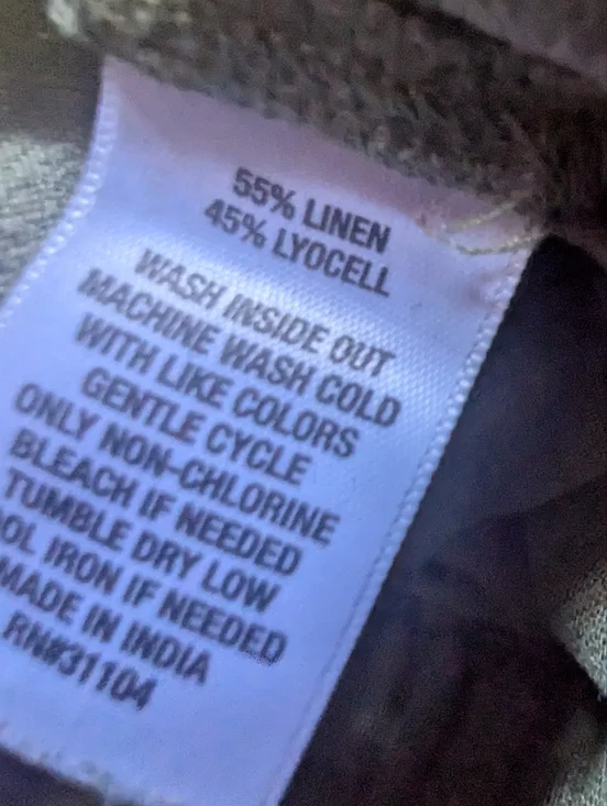 Olive Green Linen Midi Skirt XL Elastic Waist Drawstring Flowy Lightweight Boho - Picture 6 of 8